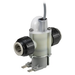 Combined hall effect flow sensor and normally closed solenoid valve 1 - 15 L/min, 15mmm JG Push Fit  240V AC